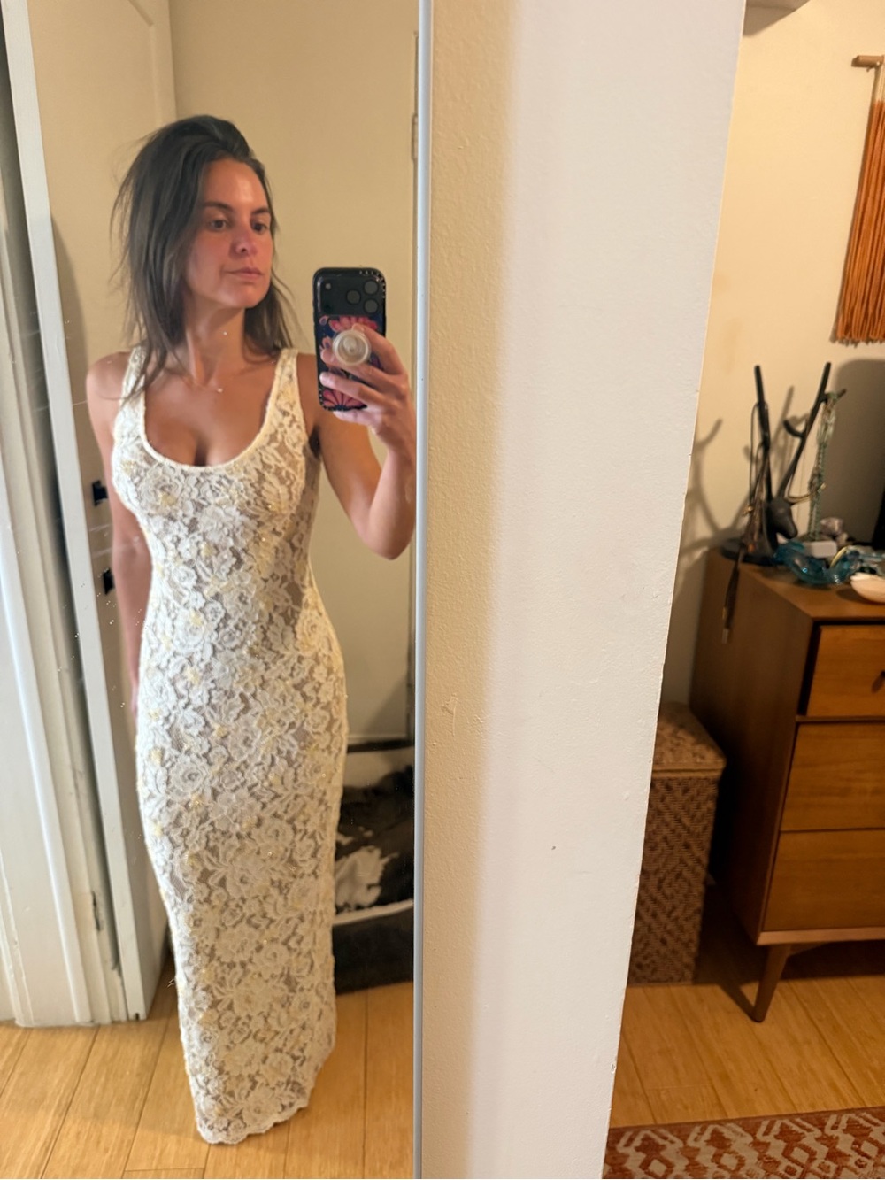 Reformation Rozzi Dress Sleeveless Ivory Lace Maxi Dress